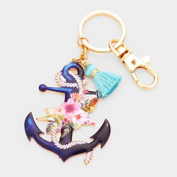 Accessories - Watercolor Enamel Anchor Tassel Key Chain